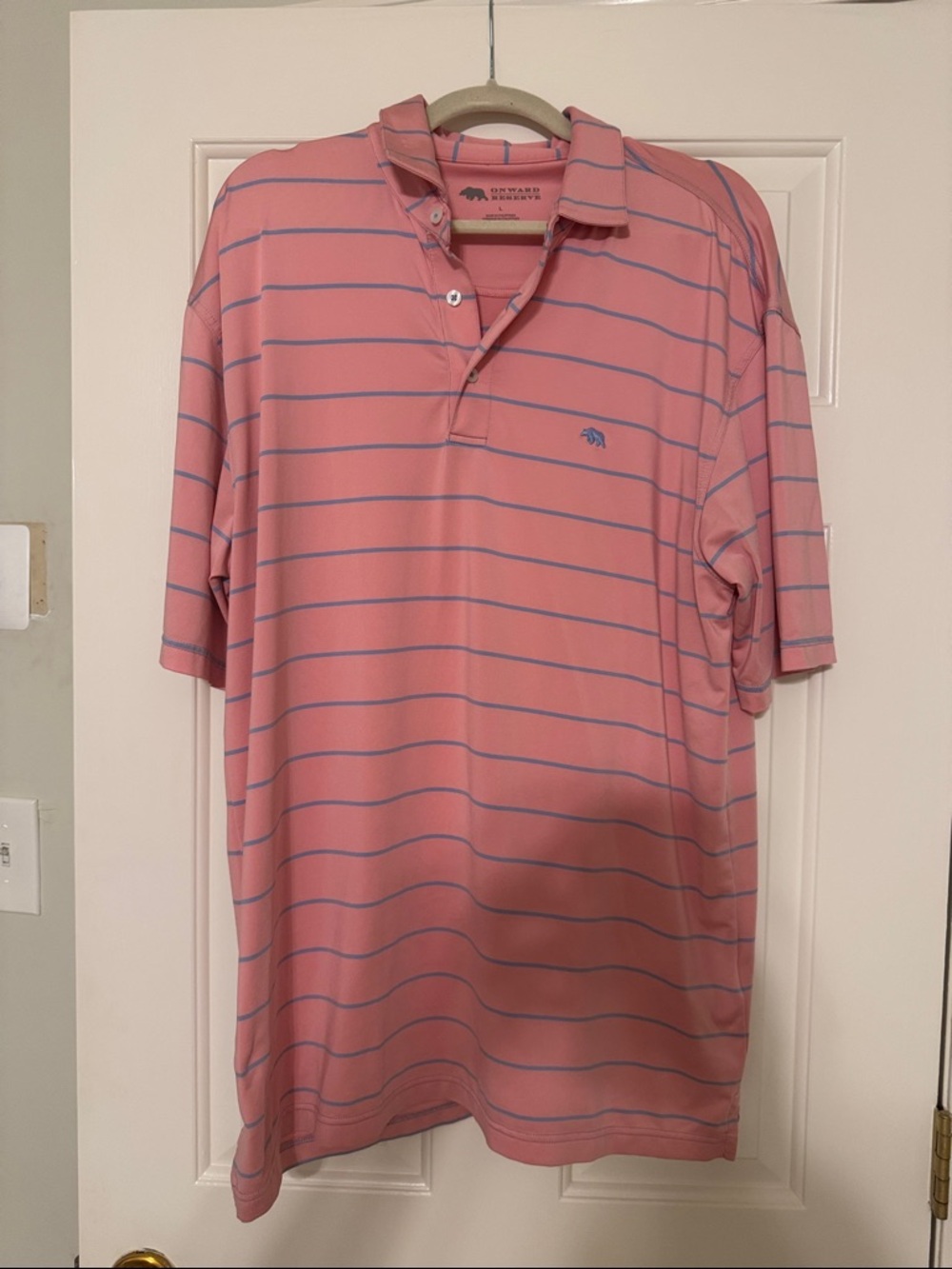 Men's onward reserve  Pink Striped Polo Shirt - Classic Short Sleeve